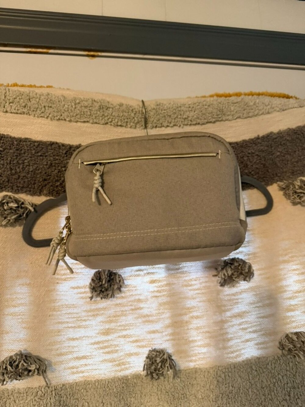 NWT heyday Tan Taupe Canvas Camera Sling Bag Adjustable Dividers Fanny Pack